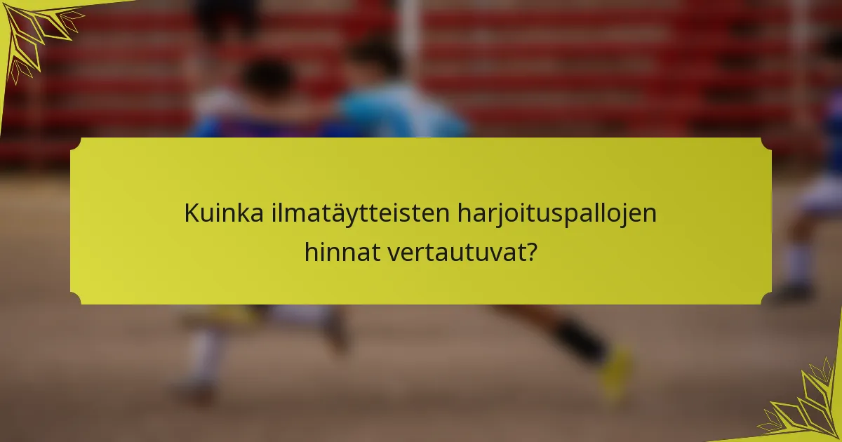 Kuinka ilmatäytteisten harjoituspallojen hinnat vertautuvat?