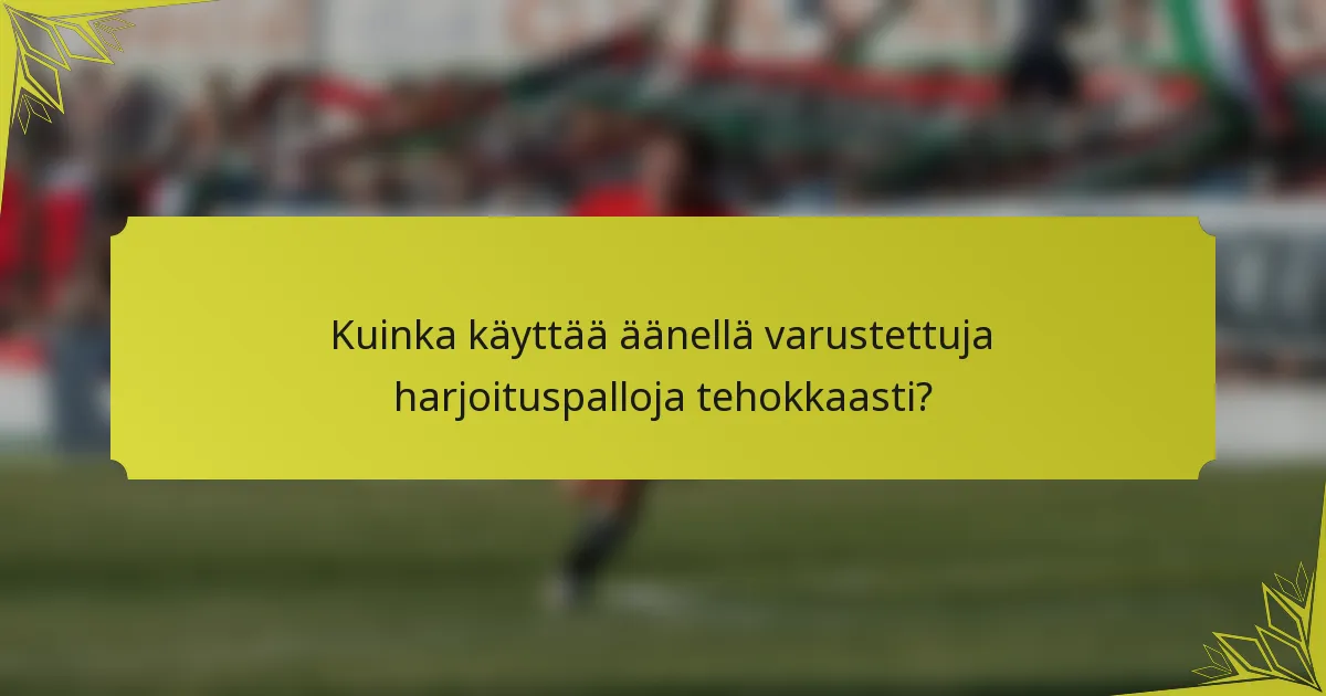 Kuinka käyttää äänellä varustettuja harjoituspalloja tehokkaasti?