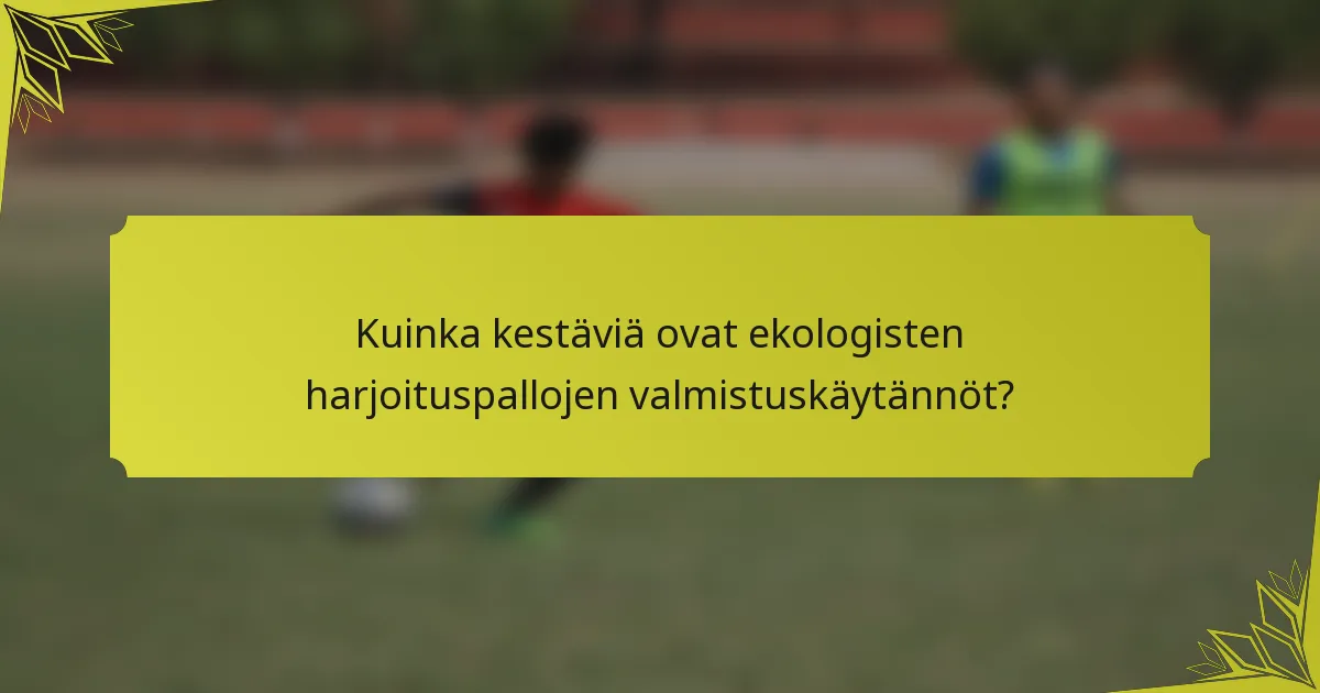 Kuinka kestäviä ovat ekologisten harjoituspallojen valmistuskäytännöt?