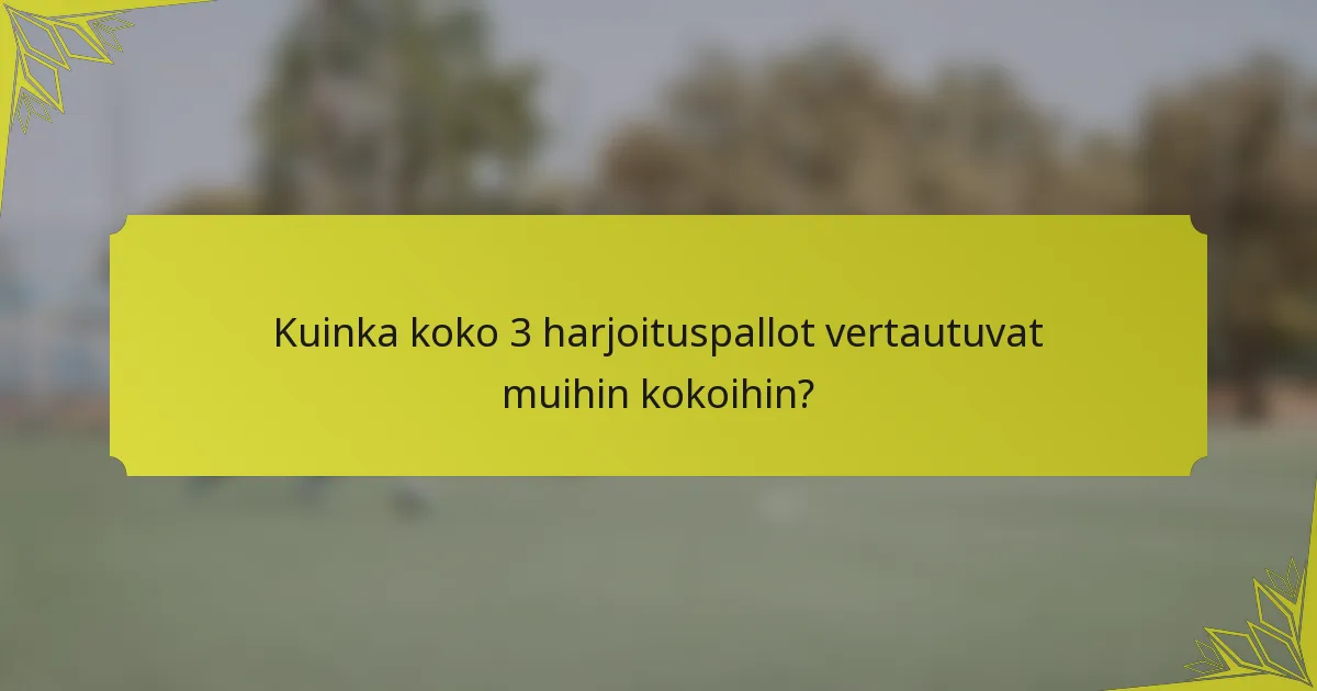 Kuinka koko 3 harjoituspallot vertautuvat muihin kokoihin?