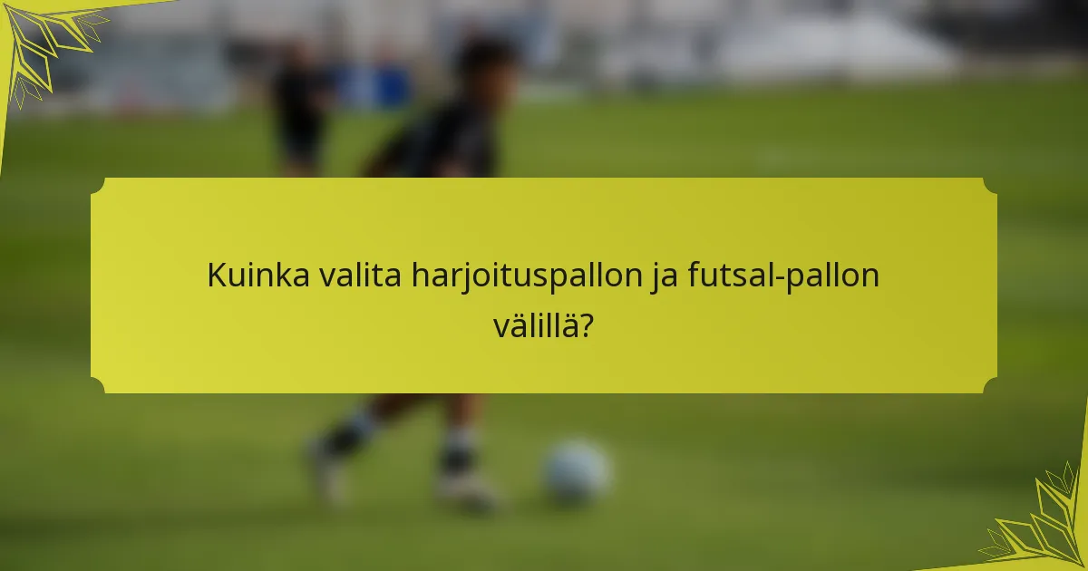 Kuinka valita harjoituspallon ja futsal-pallon välillä?