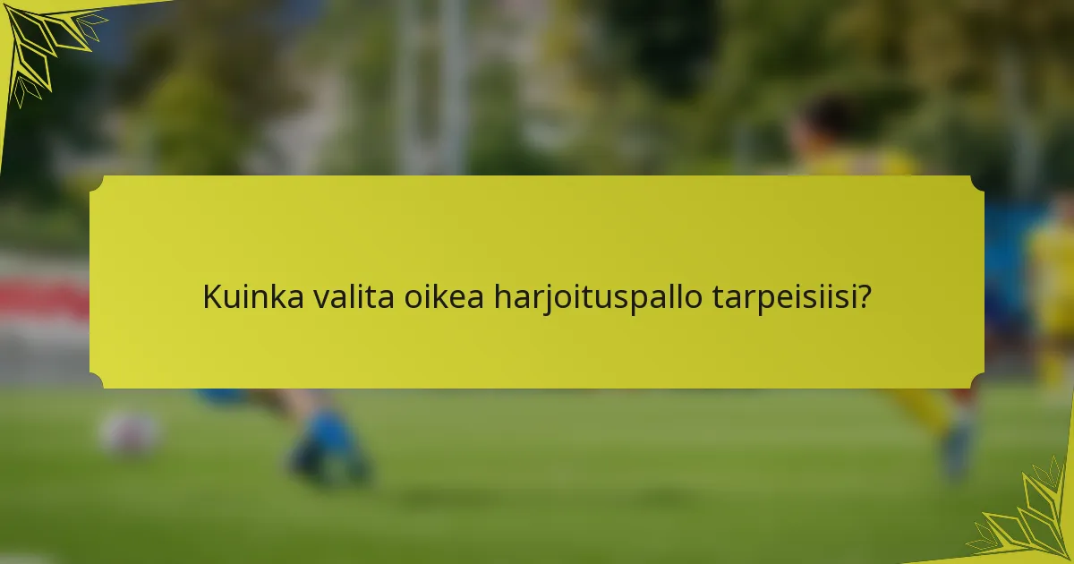Kuinka valita oikea harjoituspallo tarpeisiisi?
