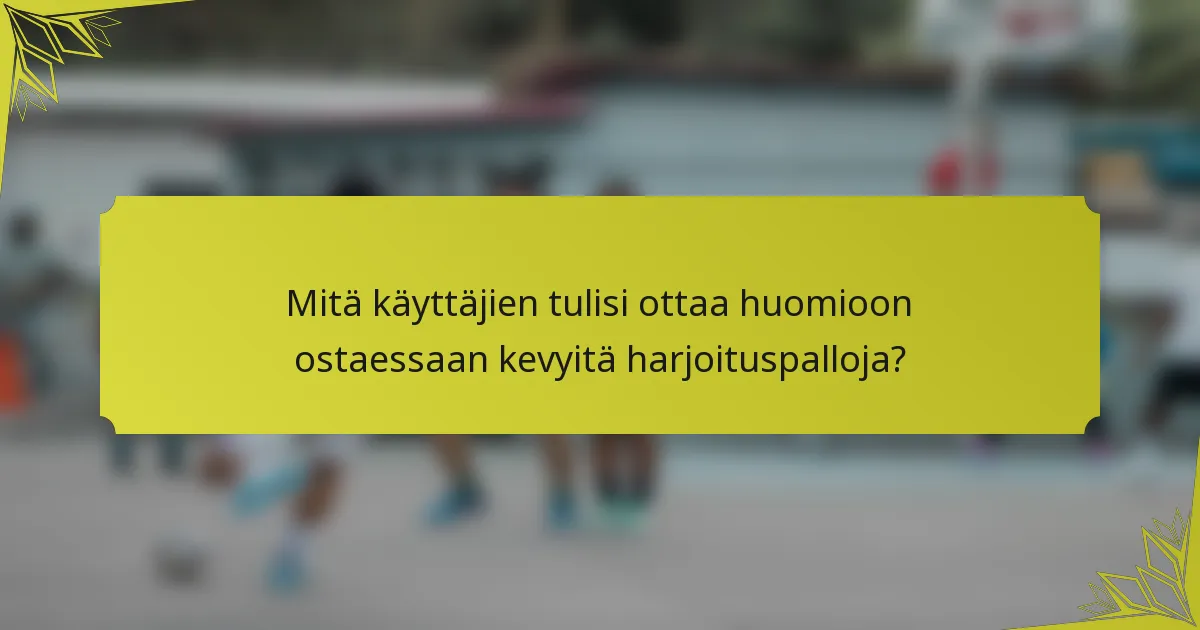 Mitä käyttäjien tulisi ottaa huomioon ostaessaan kevyitä harjoituspalloja?