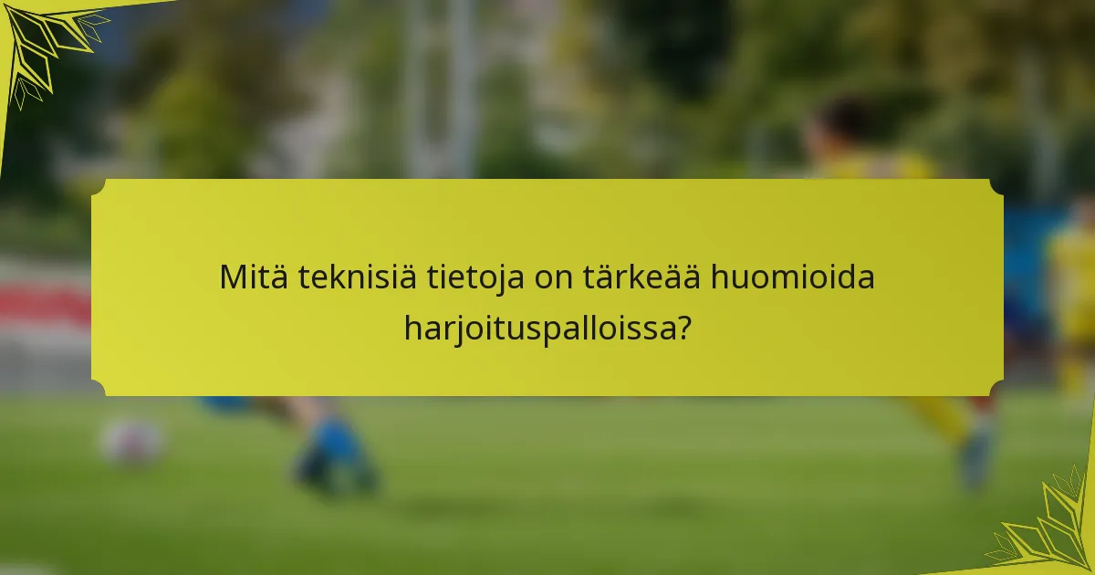Mitä teknisiä tietoja on tärkeää huomioida harjoituspalloissa?