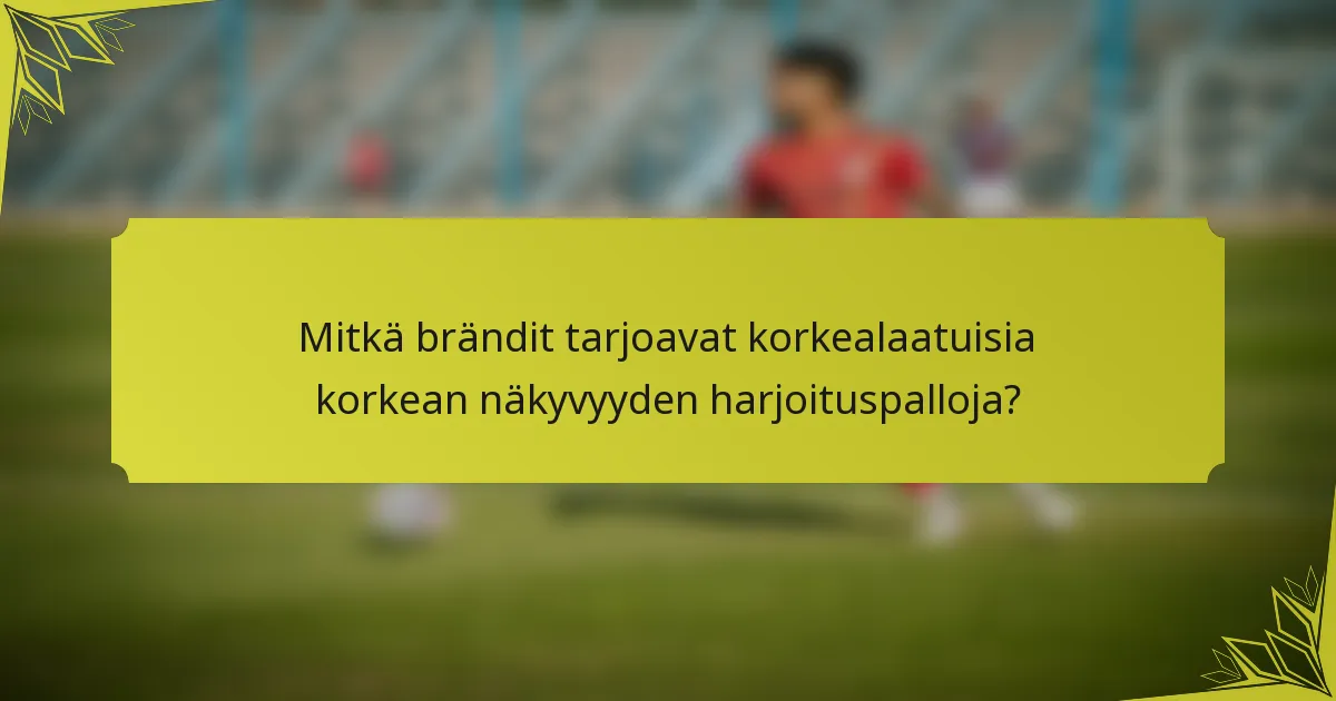 Mitkä brändit tarjoavat korkealaatuisia korkean näkyvyyden harjoituspalloja?