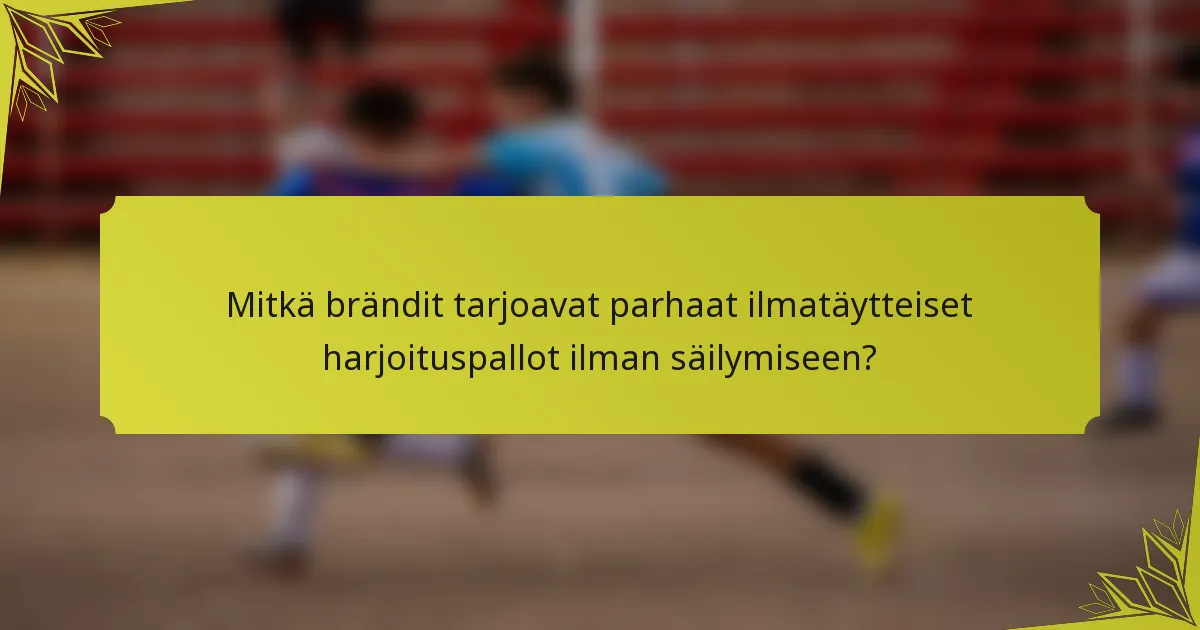 Mitkä brändit tarjoavat parhaat ilmatäytteiset harjoituspallot ilman säilymiseen?