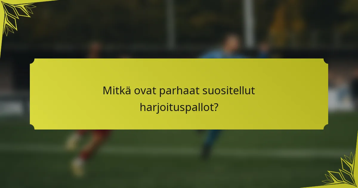 Mitkä ovat parhaat suositellut harjoituspallot?