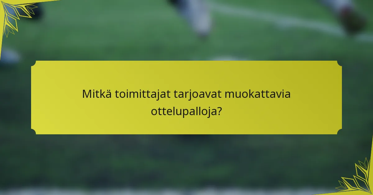 Mitkä toimittajat tarjoavat muokattavia ottelupalloja?