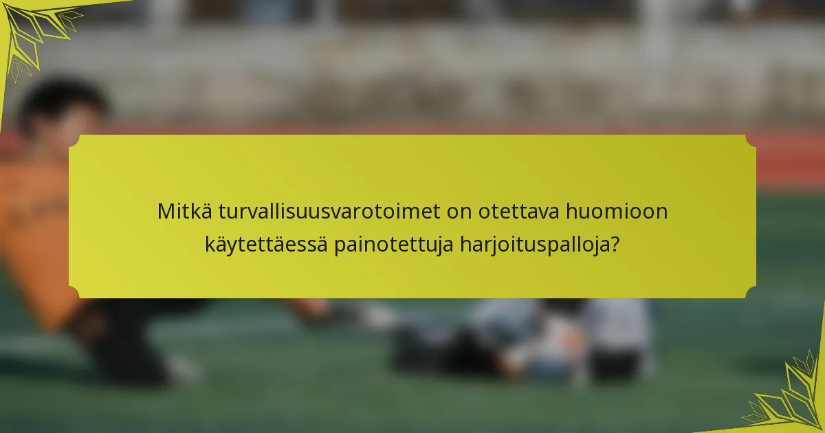 Mitkä turvallisuusvarotoimet on otettava huomioon käytettäessä painotettuja harjoituspalloja?